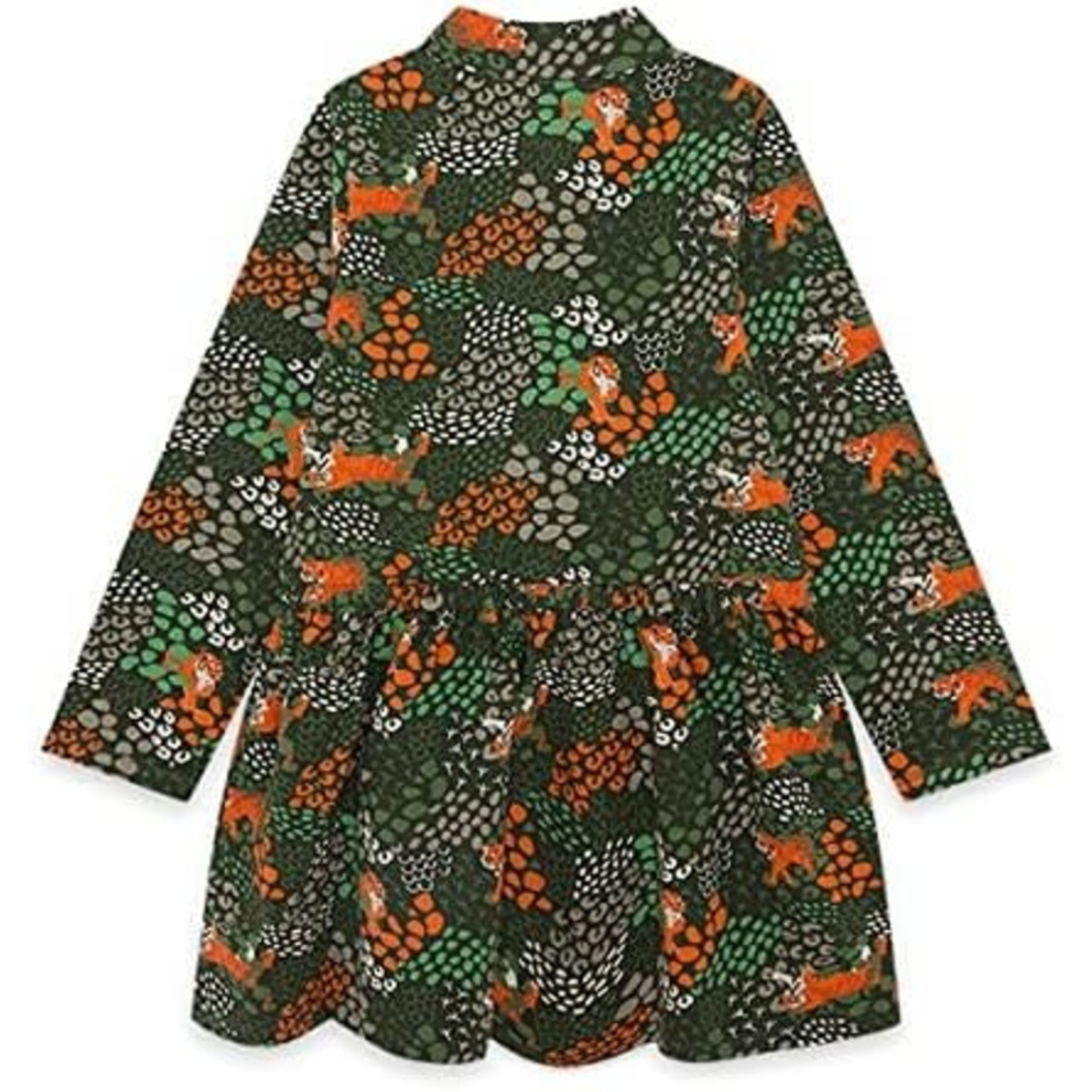 TucTuc TUC TUC - Green jersey dress with orange spots 'Wild Soul' - Size 7 years