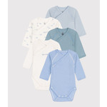 Petit Bateau PETIT BATEAU - PETIT BATEAU - Newbord baby long-sleeve bodysuits - 5-PIECE SET 'Blue clouds'