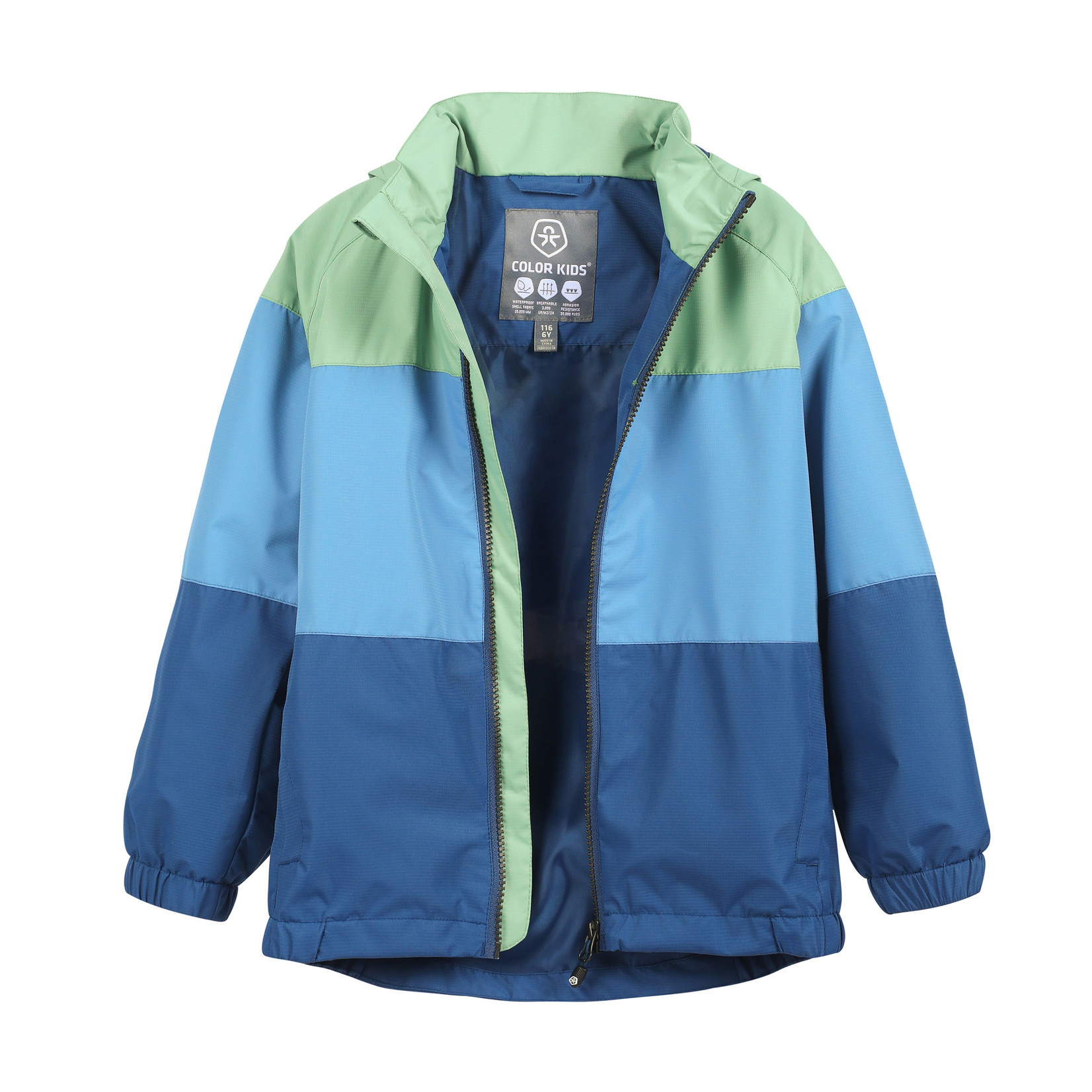 Color Kids COLOR KIDS - Color Block Waterproof Windbreaker Jacket - Green, Blue and Navy