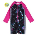 Nanö NANÖ - Maillot une pièce dermoprotecteur noir fleuri avec manches longues roses