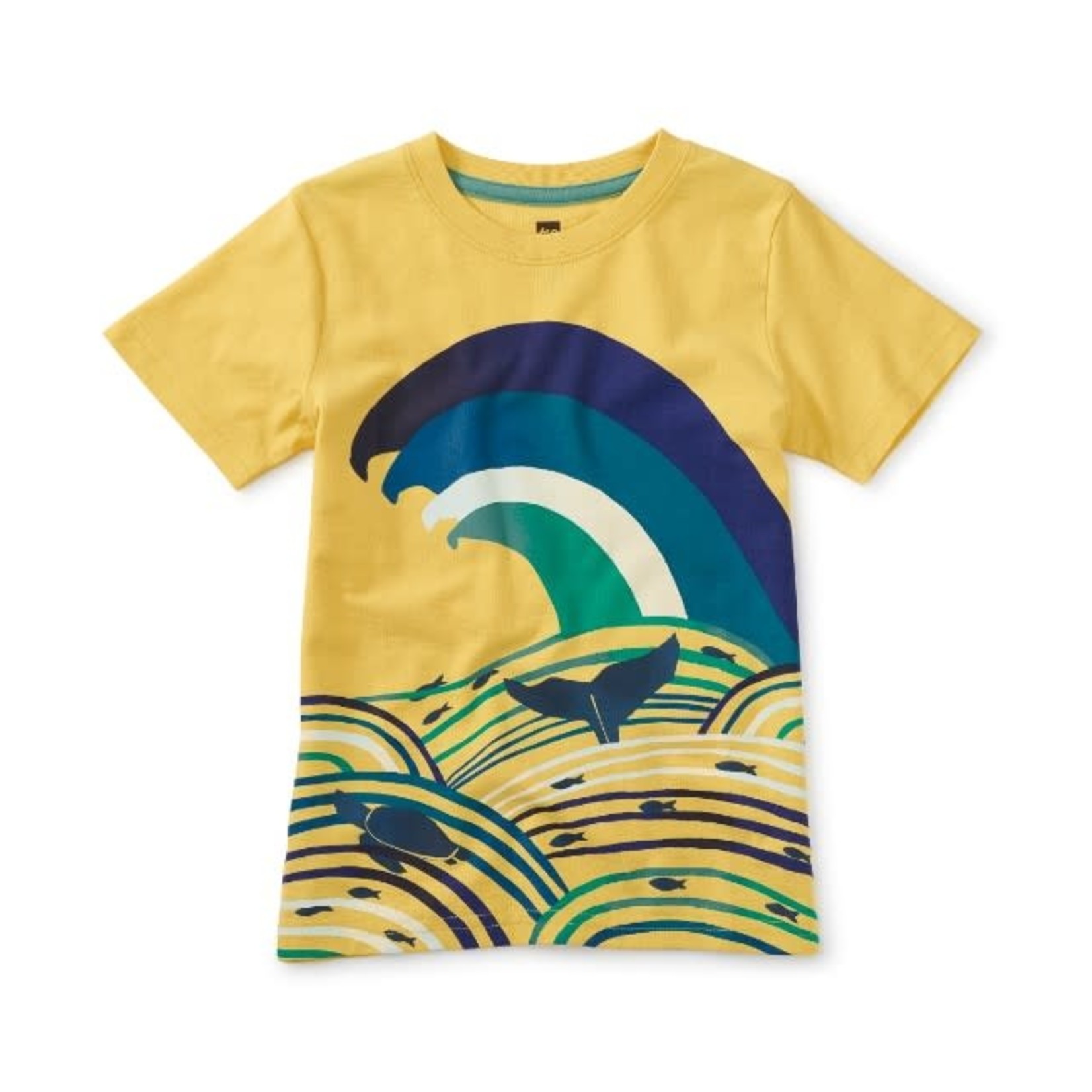 Tea Collection TEA COLLECTION - T-shirt jaune à manches courtes imprimé de vague et animaux marins 'Okinawa wave'