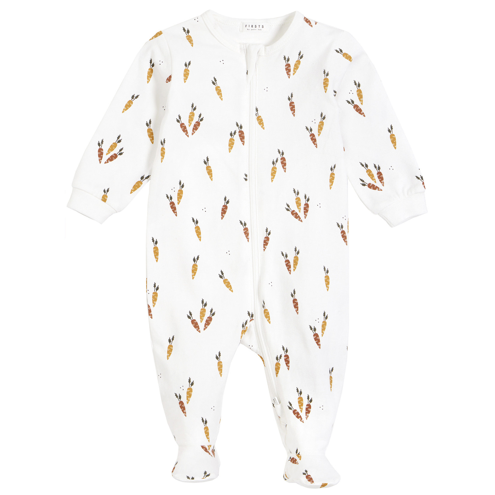 Petit Lem PETIT LEM - Ivory baby pyjama with zipper 'Carrots'