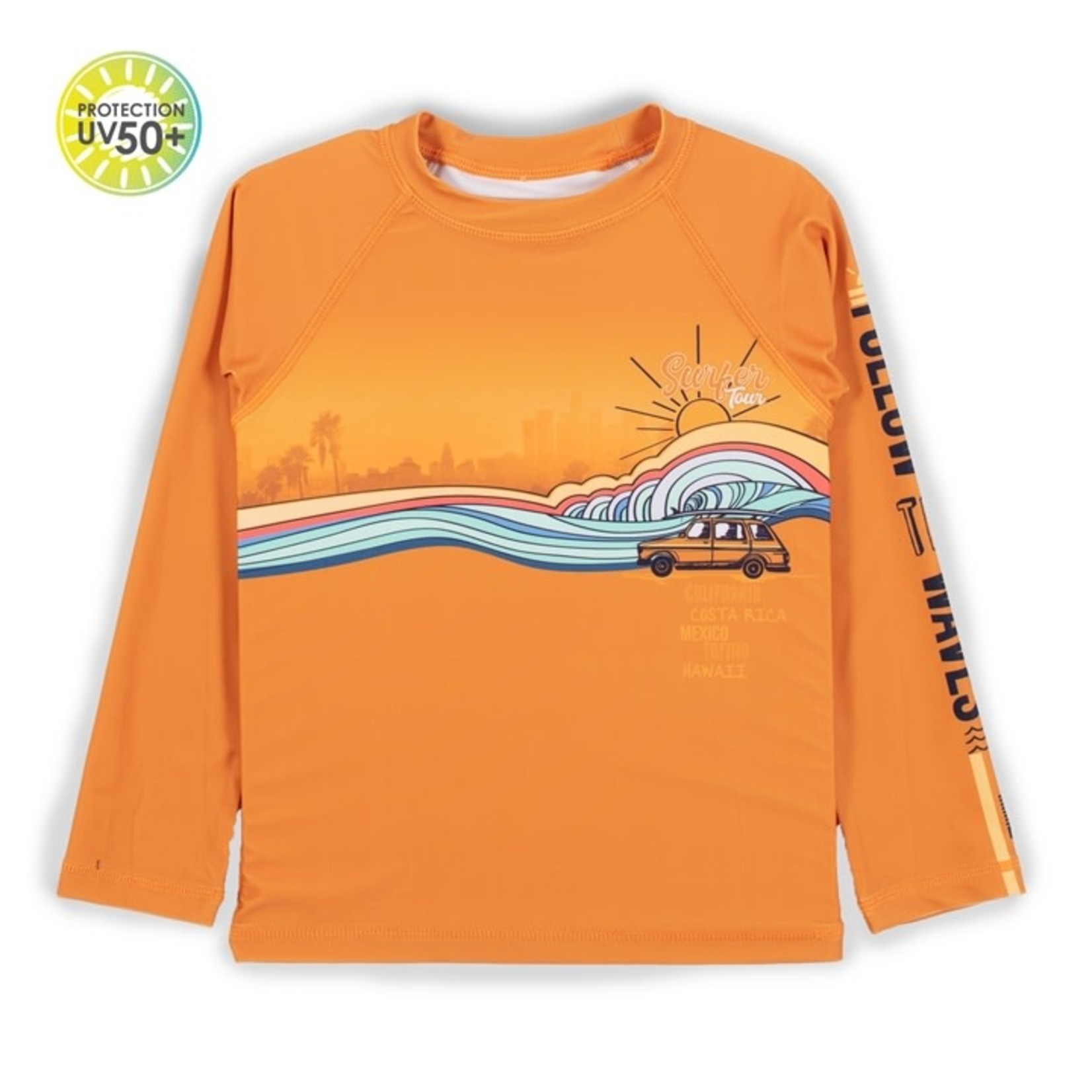 Nanö NANÖ -  Longsleeve orange rashguard with car on beach print