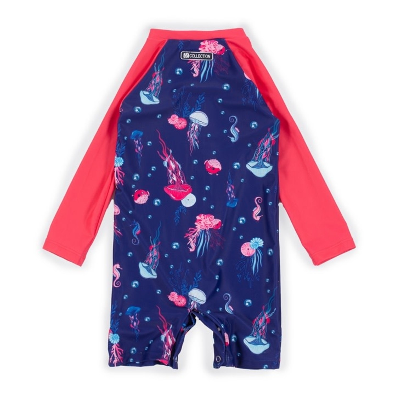 Nanö NANÖ - Maillot une pièce dermoprotecteur bleu indigo et corail fluo imprimé de méduses