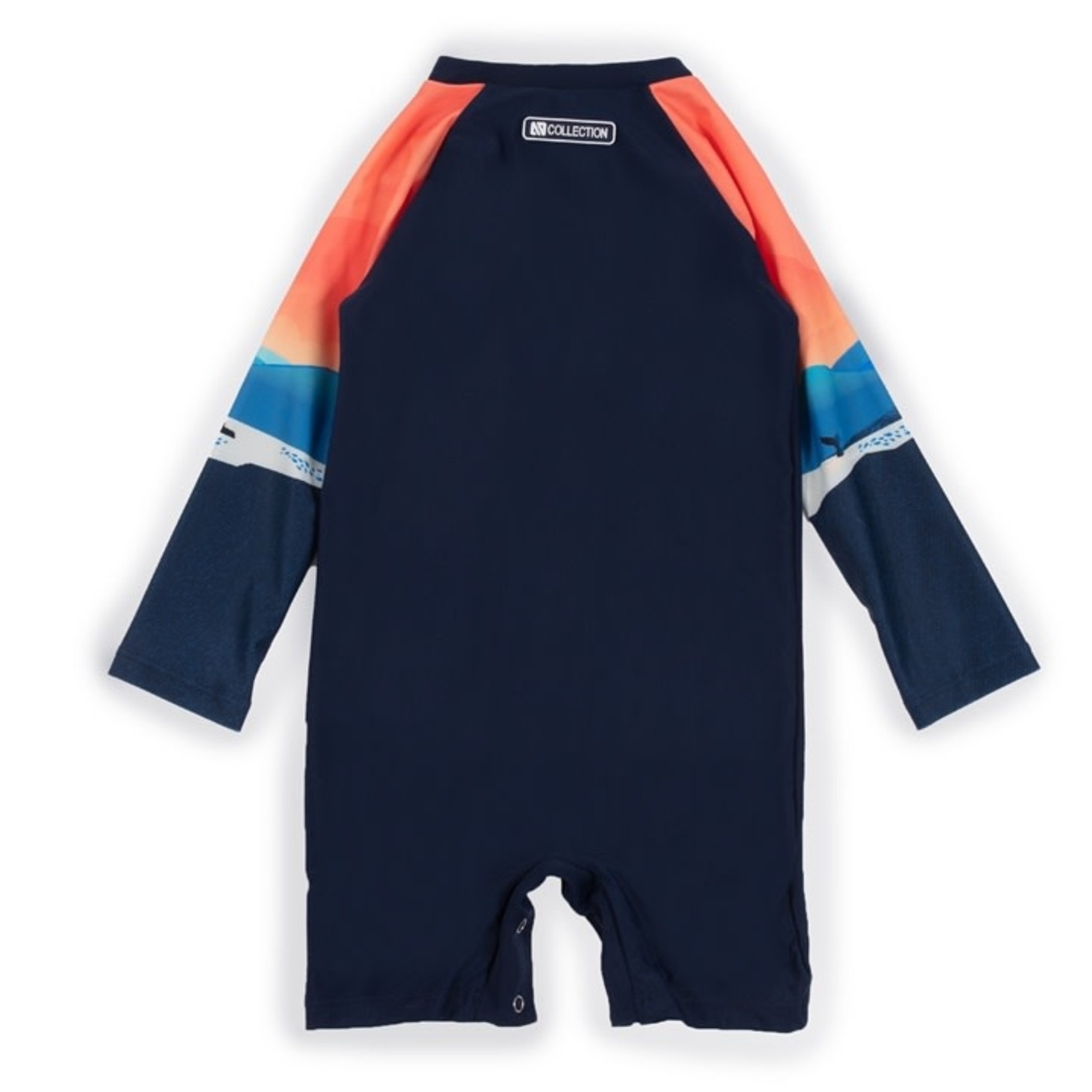 Nanö NANÖ - Navy and Orange One-piece Long Sleeve Rashguard Swimsuit 'Summer Sea Trip'