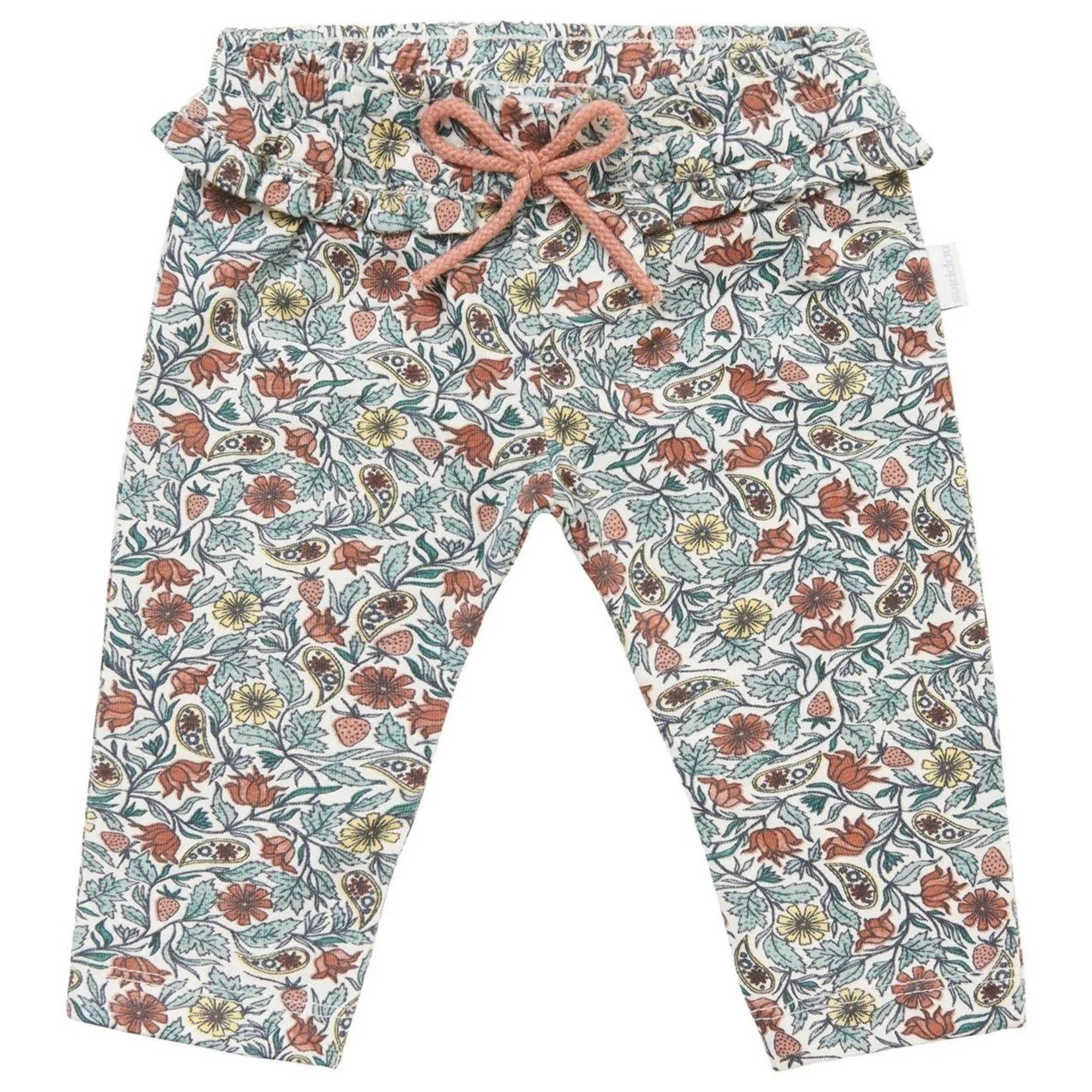 Noppies  NOPPIES - White Ruffled Cotton Pants with Flower Print 'Niles'