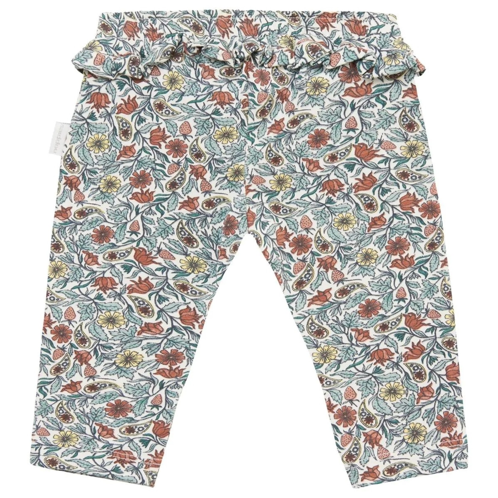 Noppies  NOPPIES - White Ruffled Cotton Pants with Flower Print 'Niles'