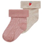 Noppies NOPPIES - 2-Pack Baby Socks - Dusty Pink and Cream with Embroidered Strawberry 'Norfolk'