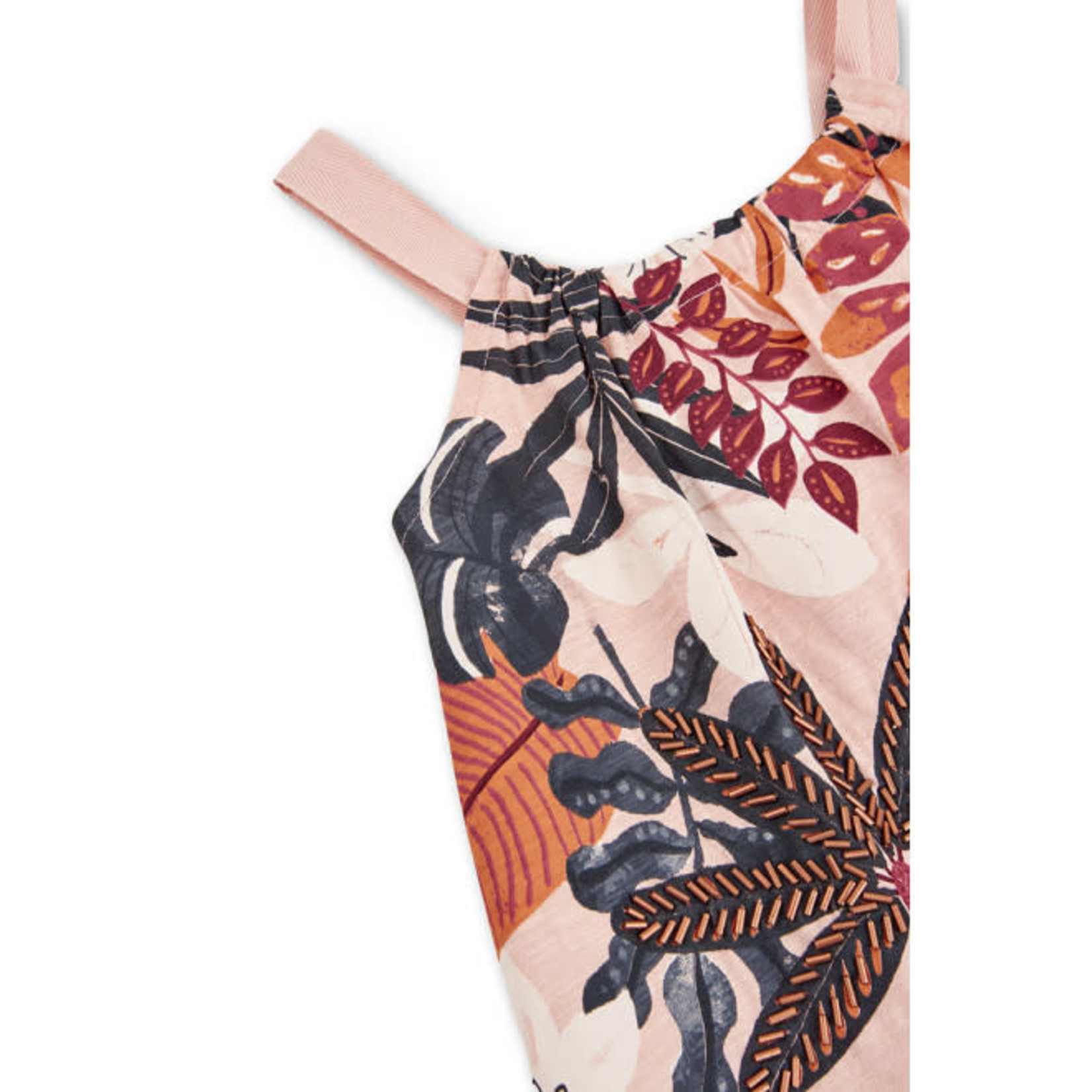 Boboli BOBOLI- Robe sans manches en coton imprimé de fleurs tropicales