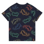 Deux par Deux DEUX PAR DEUX- Printed Cotton Dark Grey Jersey Tee Colorful Lizards