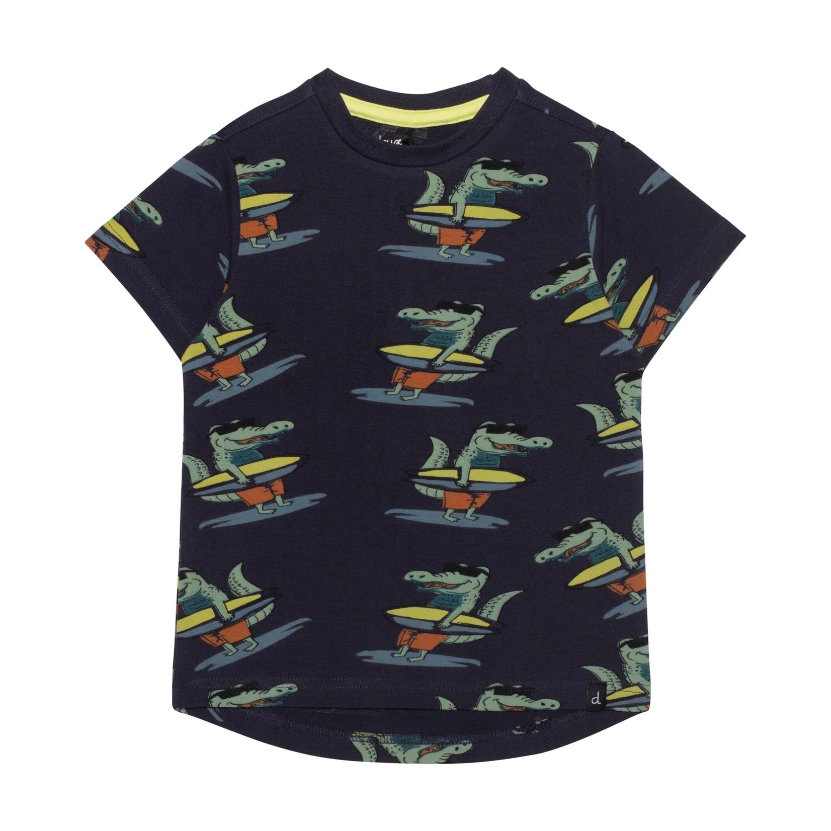 Deux par Deux DEUX PAR DEUX - Jersey Dark Blue T-Shirt With Crocodile Surfer Print