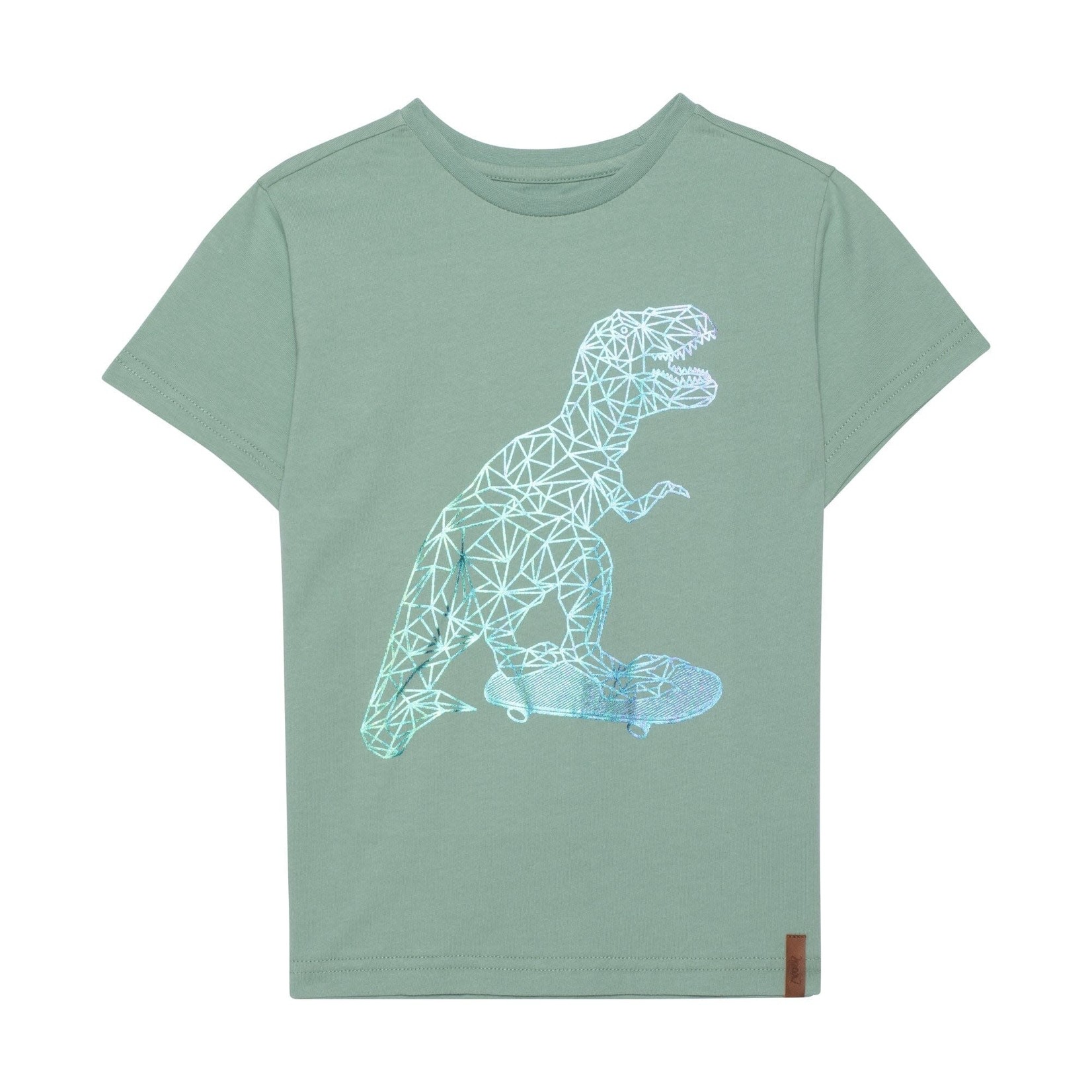 Deux par Deux DEUX PAR DEUX- Sage Green T-Shirt with a Dinosaur Graphic Print