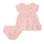 Deux par Deux DEUX PAR DEUX - Pink Organic Cotton Dress Set Pink with Allover Little Flowers Print