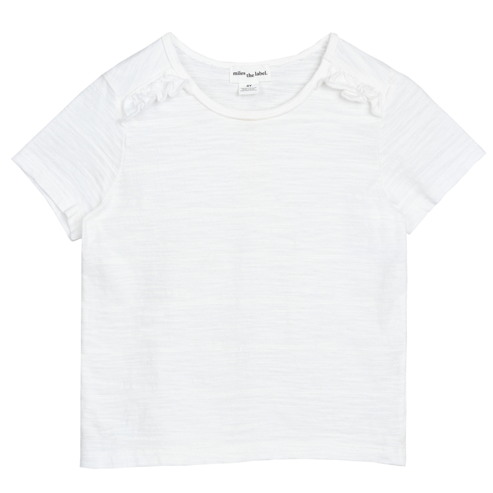 Miles the label MILES THE LABEL - Solid white shortsleeve t-shirt with frills at shoulders