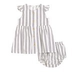 Petit Lem PETIT LEM - Ensemble robe en lin à rayures marine et sa culotte