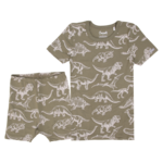 Coccoli COCCOLI - Pyjama court deux pièces vert pâle avec motifs de dinosaures