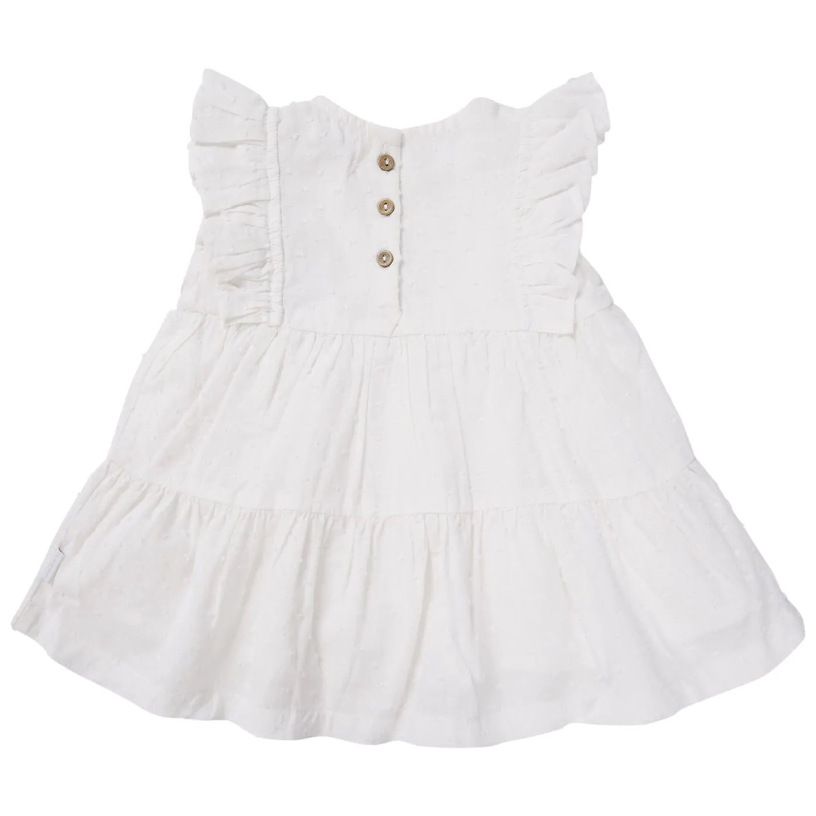 Noppies NOPPIES - White dress with textured fabric and frills at shoulders