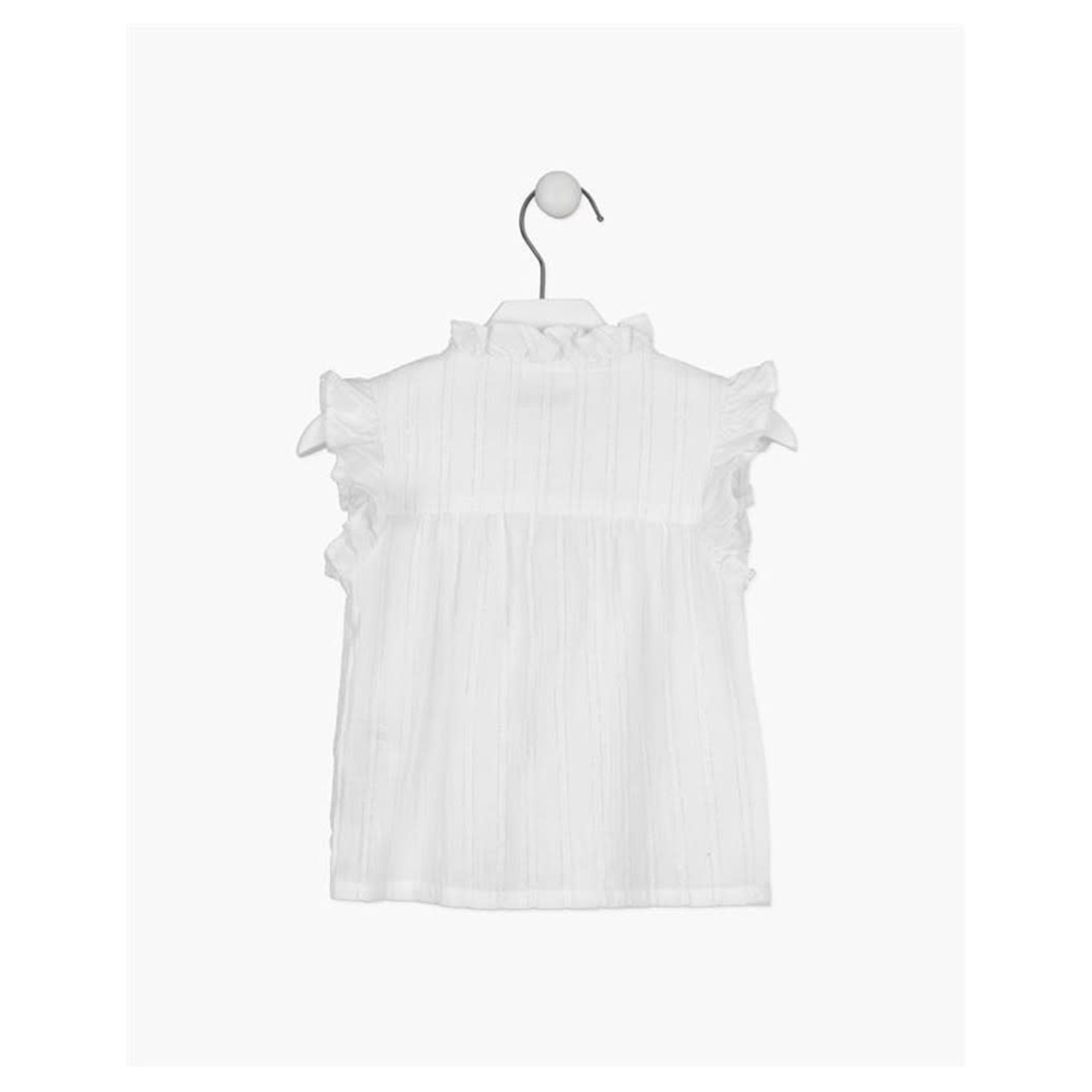 Losan LOSAN - Light white blouse with metallic thread and frills at shoulders