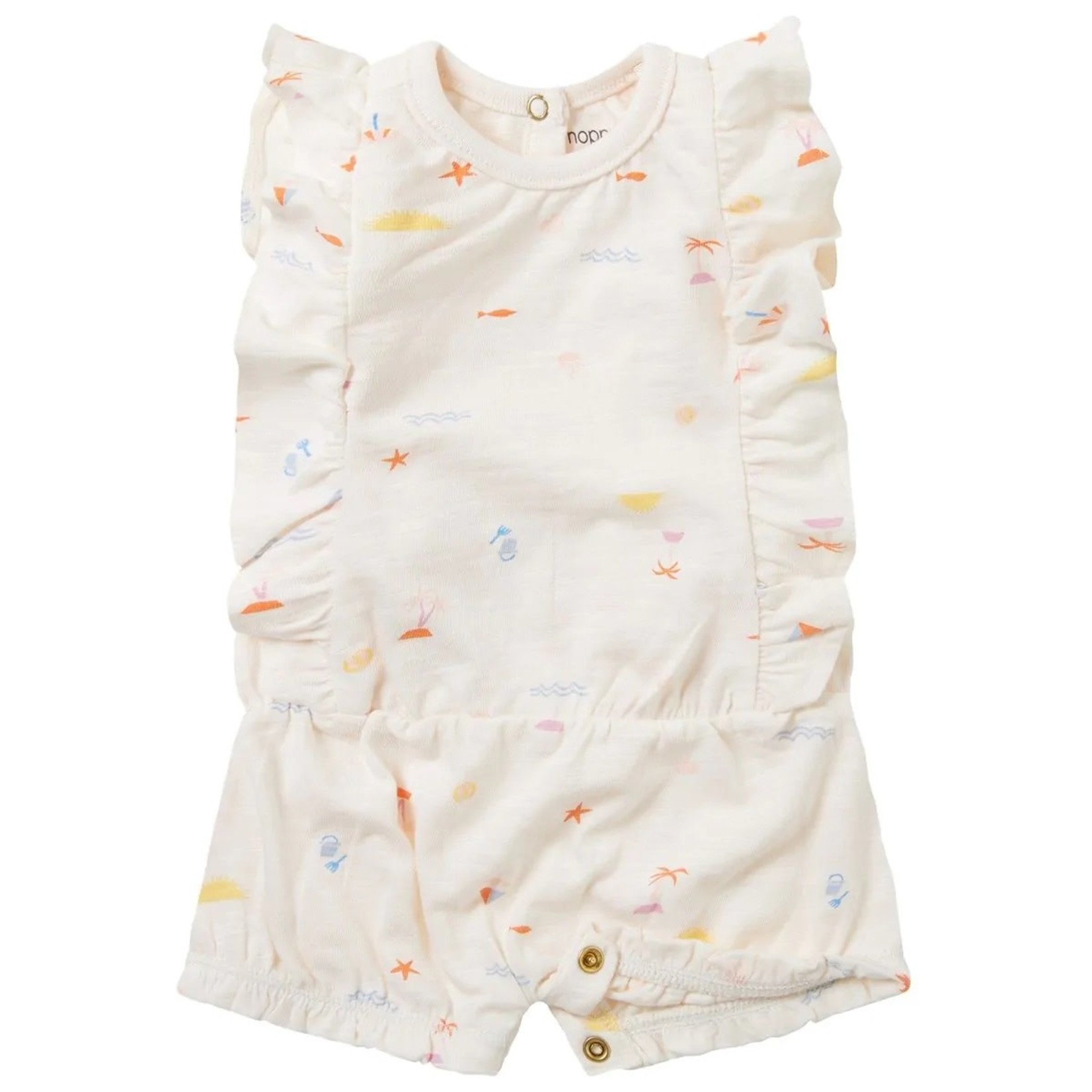 Noppies NOPPIES -  Cream romper with all over beach print 'Nairobi'