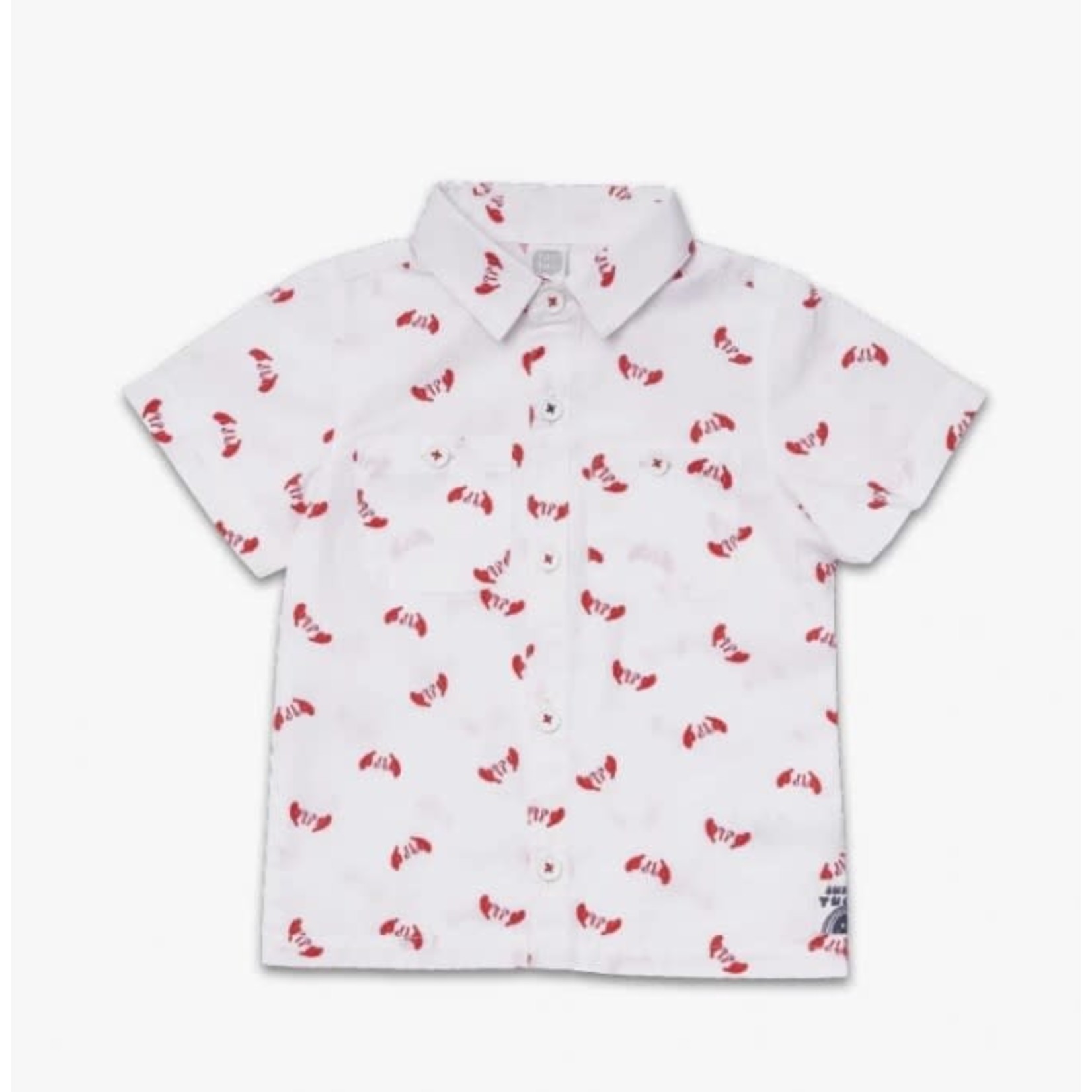 TucTuc TUC TUC - White Poplin Short Sleeve Shirt with Crab Print 'Beach Day'