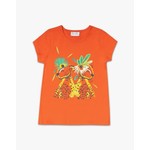 TucTuc TUC TUC-  T-shirt en jersey de coton orange imprimé de guépards en fleurs 'Tropic Feelings'