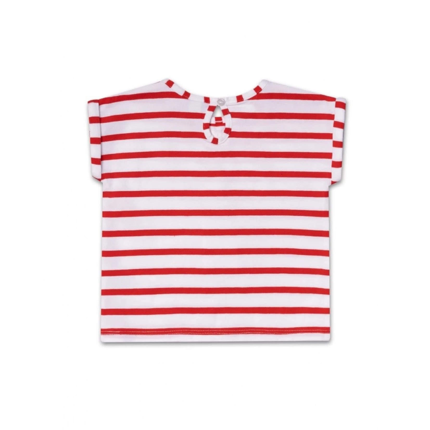 TucTuc TUC TUC - T-shirt rayé rouge et blanc avec appliqué cabane de plage 'Beach Day'