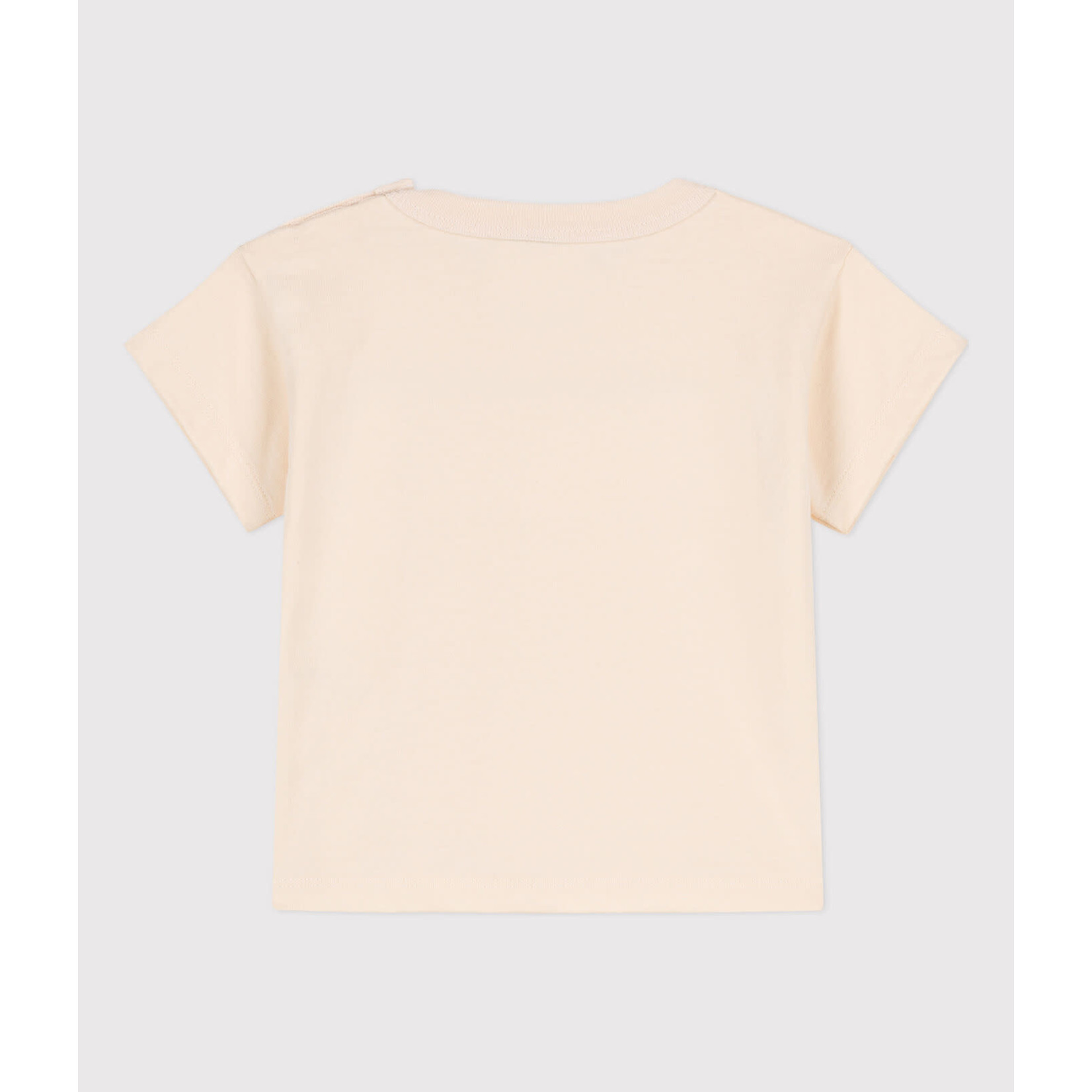 Petit Bateau PETIT BATEAU - T-shirt manches courtes crème avec broderie colorée 'Petit Bateau'