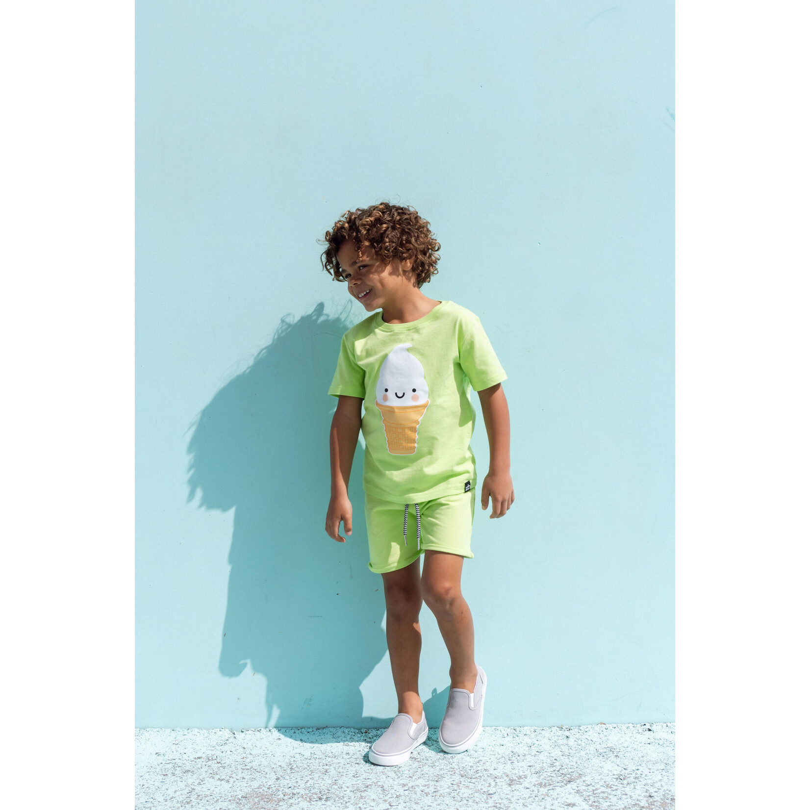 Whistle & Flute WHISTLE AND FLUTE - Neon green shortsleeve t-shirt 'Kawaii - Soft serve'