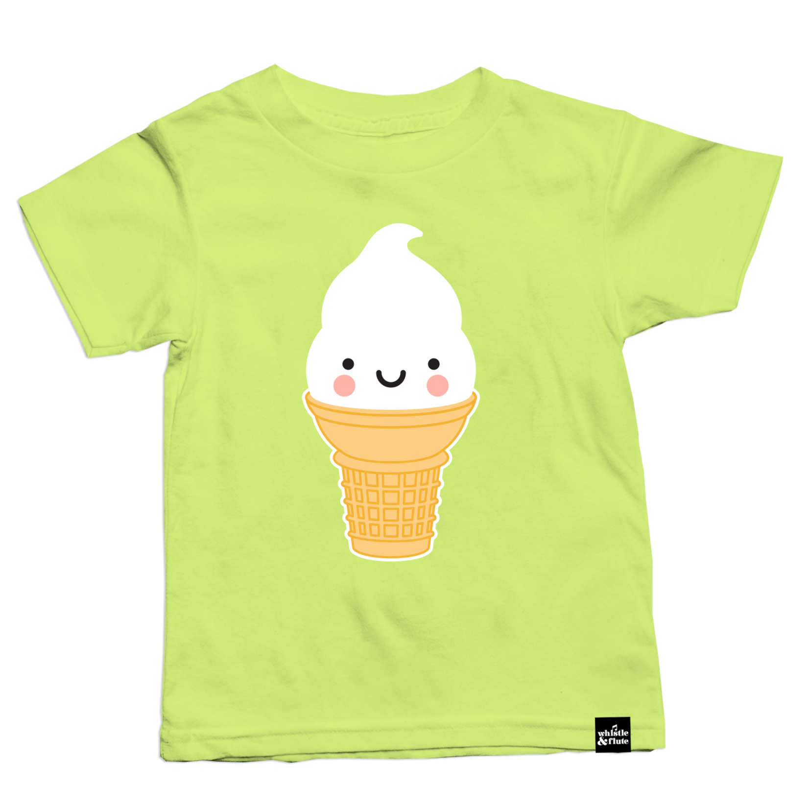 Whistle & Flute WHISTLE AND FLUTE - Neon green shortsleeve t-shirt 'Kawaii - Soft serve'