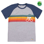Nanö NANÖ - T-shirt à manches courtes gris avec manches bleues et bandes colorées et impirmé de vélo 'Jungle urbaine'