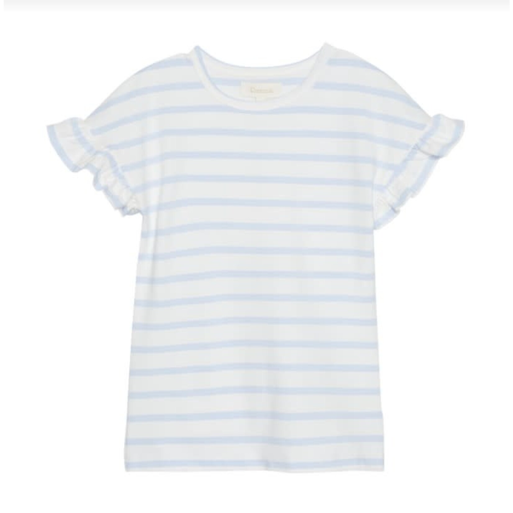 Creamie CREAMIE - T-shirt with shoulder ruffle and blue stripes