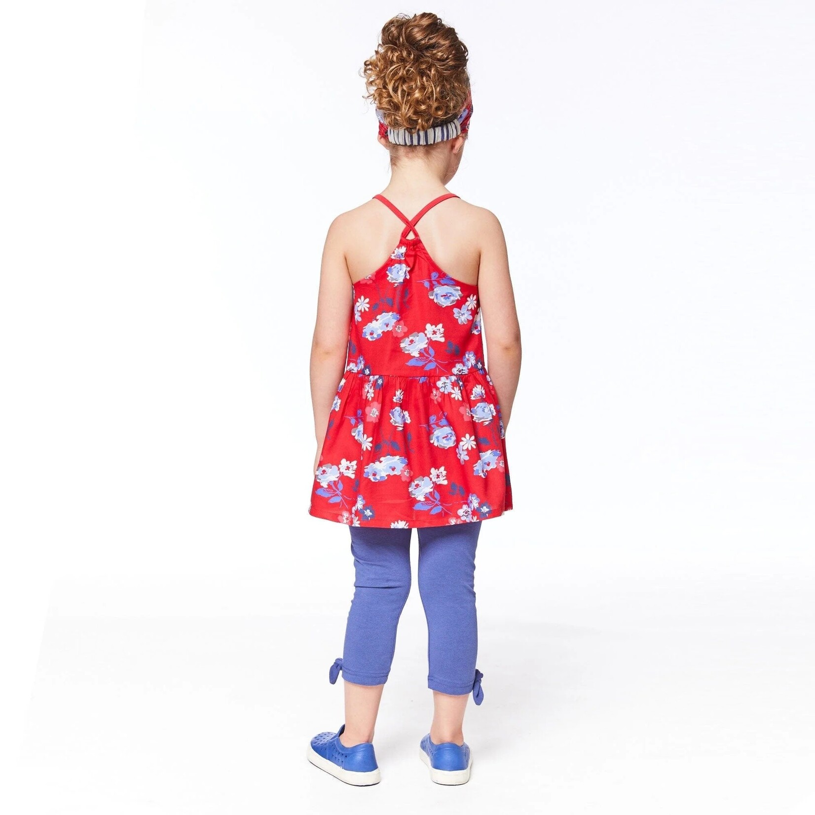 Deux par Deux DEUX PAR DEUX - Red Sleeveless Tunic with Floral Print 'Where Are You Blue Flower?'