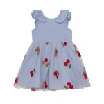 Deux par Deux DEUX PAR DEUX - Periwinkle Sleeveless Dress with Embroidered Tulle Skirt 'Cherry Blossom Time'