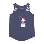 Deux par Deux DEUX PAR DEUX - Blue Tank Top with Sailor Cat Print 'Where Are You Blue Flower?'