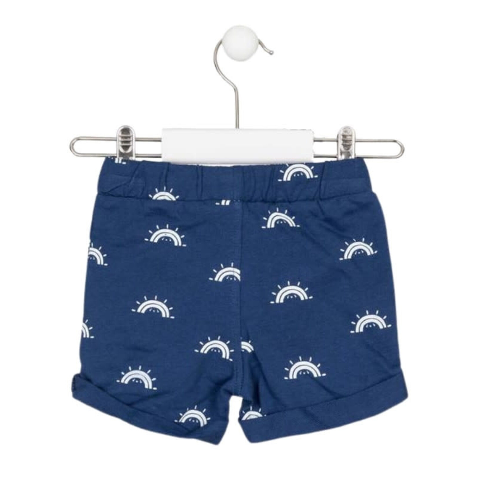 Losan LOSAN - Soft Navy Blue Shorts with Smiling Sun Print 'You are my sunshine'