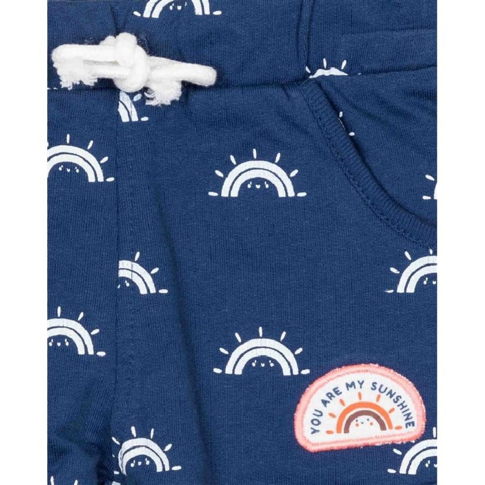 Losan LOSAN - Soft Navy Blue Shorts with Smiling Sun Print 'You are my sunshine'