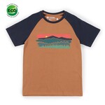 Nanö NANÖ - Shortsleeve raglan navy and caramel t-shirt raglan with mountain landscape print 'Loungewear'