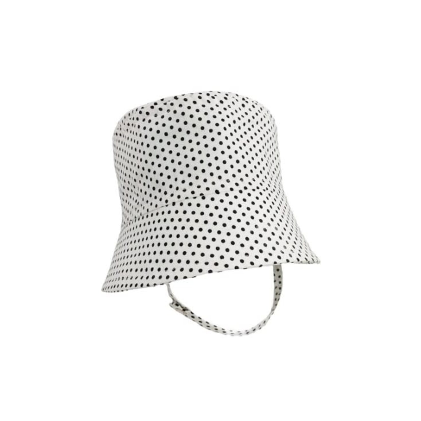 Tirigolo TIRIGOLO - Classic Cotton Adjustable Summer Hat - White with black polka dots