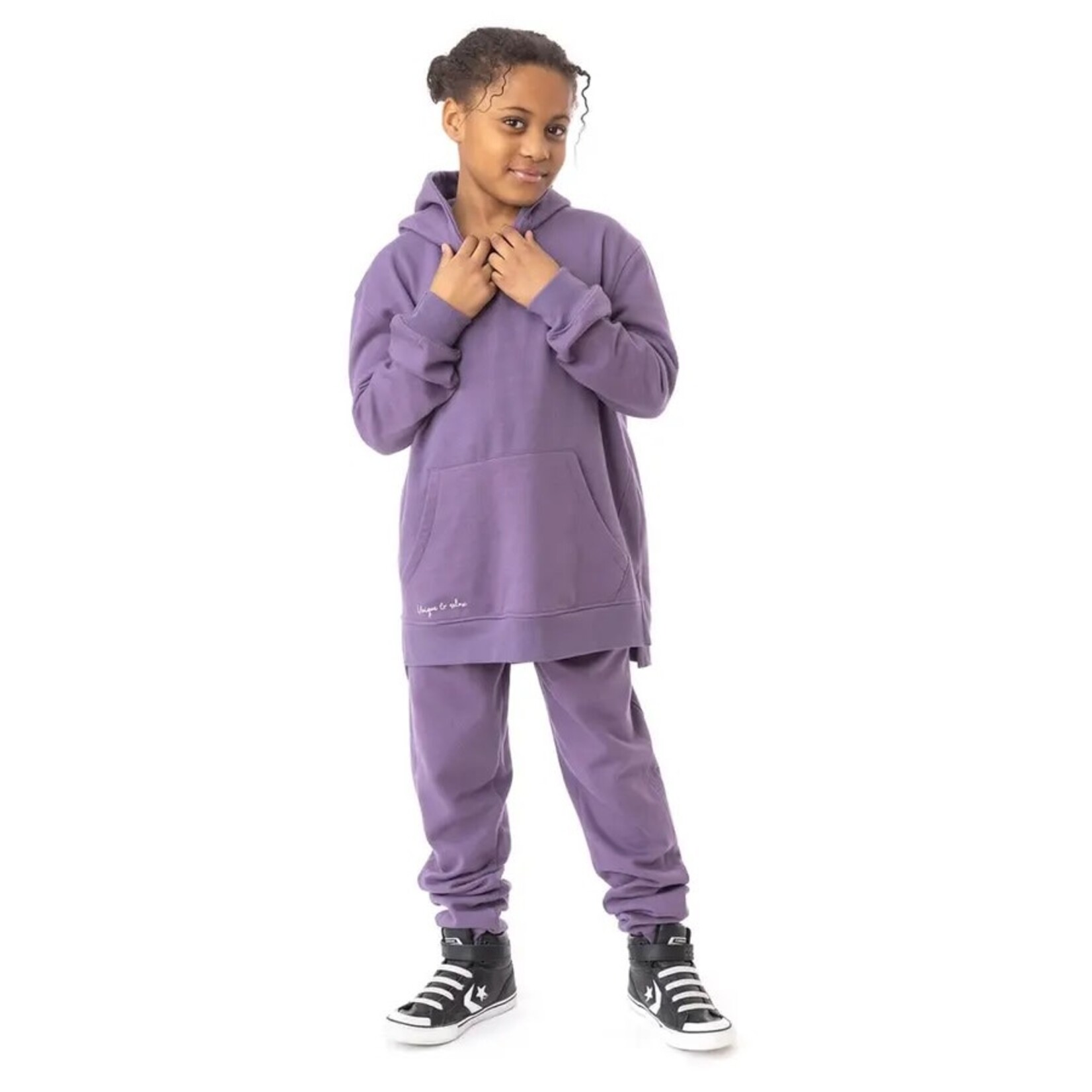 Nanö NANÖ - Chandail long à capuche coton ouaté uni mauve Unique & Relax 'Loungewear'