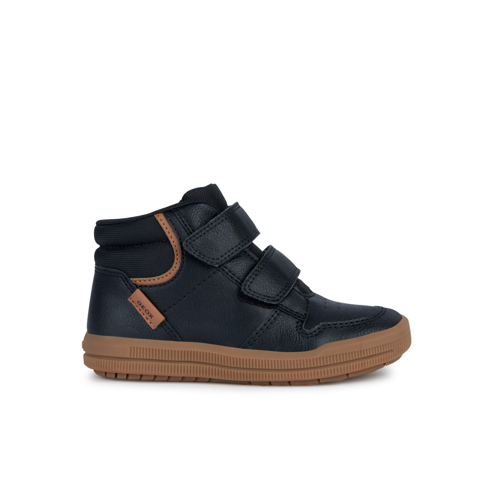 Geox GEOX - High-top Synthetic Leather Sneakers 'J. ARZACH' - Black/Cognac