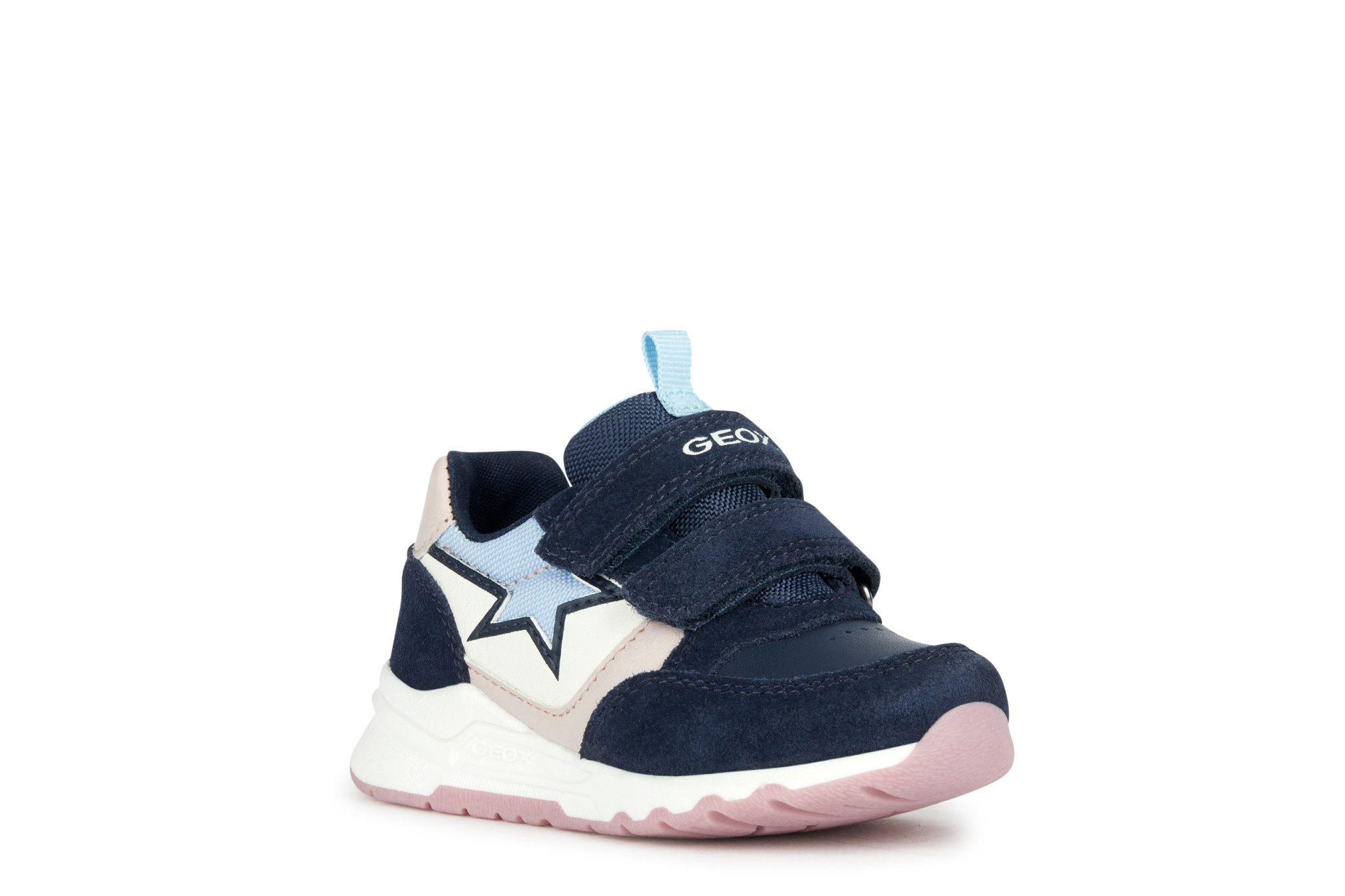 GEOX Chaussures de sport B. PYRIP Suede Cuir Synt. Marine fonce Rose pale