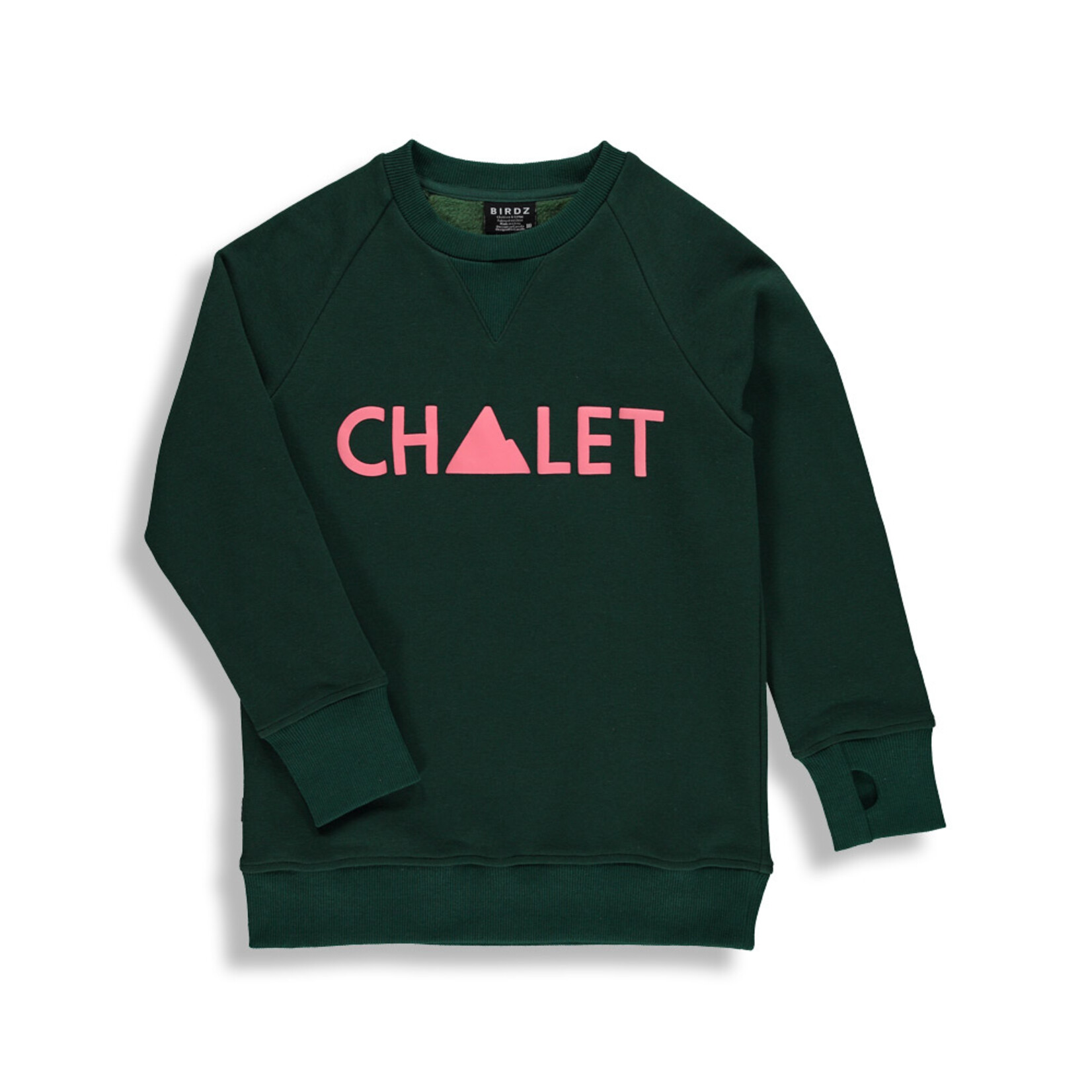 Birdz BIRDZ - 'Chalet' Forest Green Sweatshirt With Pink Lettering