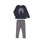 Mayoral MAYORAL - Set of Navy Long-Sleeved T-Shirt with 'Rainbow of Hearts' Print and Leggings with Small Hearts Pattern