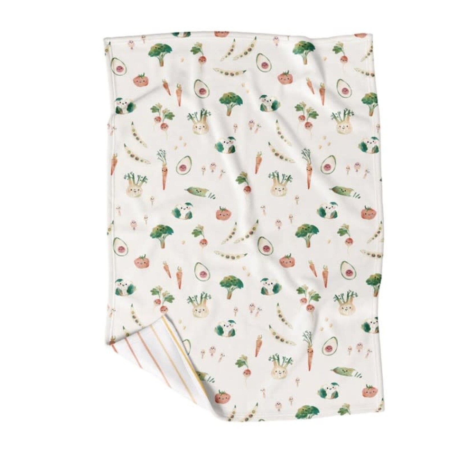 VEILLE SUR TOI - Minky blanket - Vegetables/Stripes - Au Marché (Elena Comte)