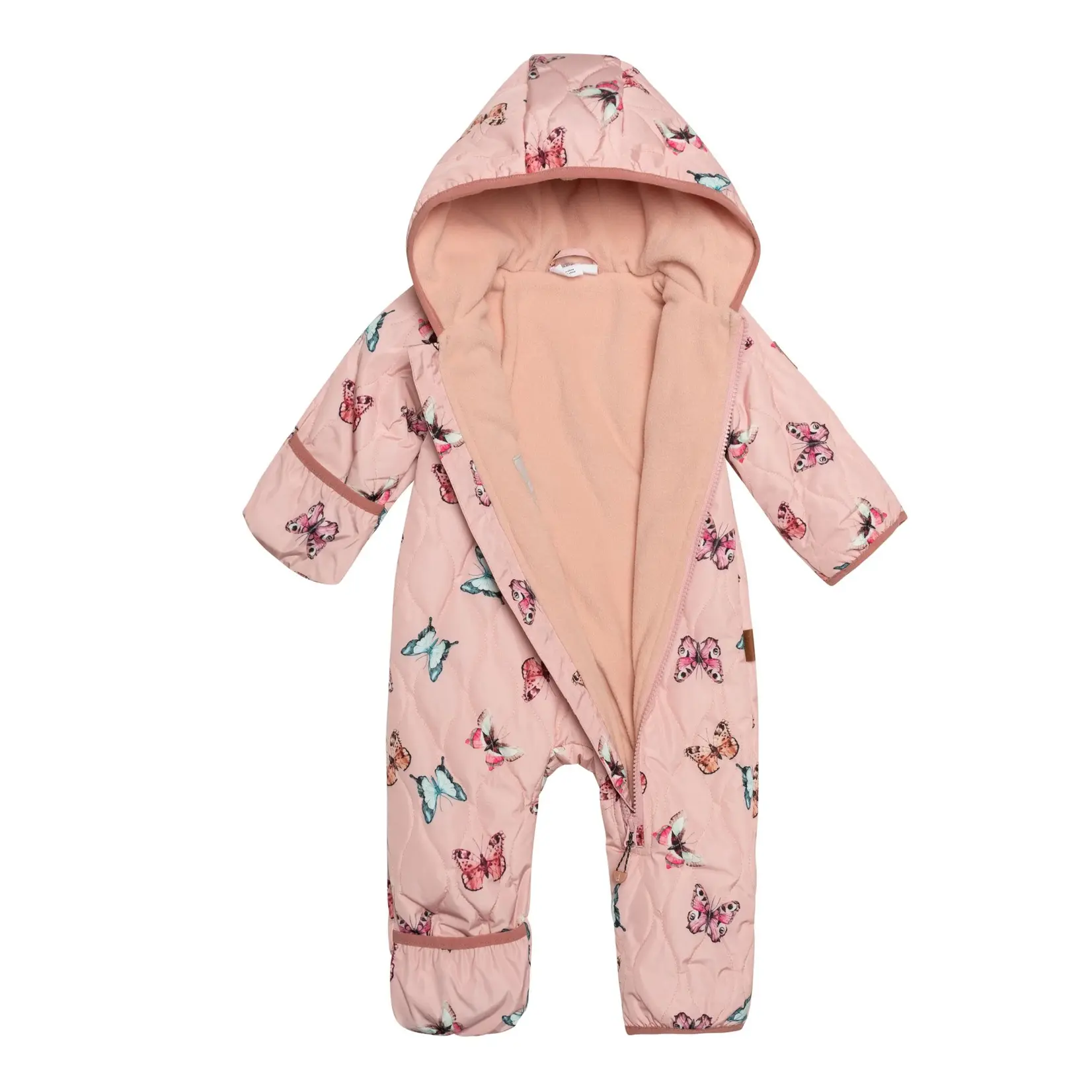 Deux par Deux DEUX PAR DEUX - Mid-season fleece lined hooded one-piece jacket 'Pink butterflies'