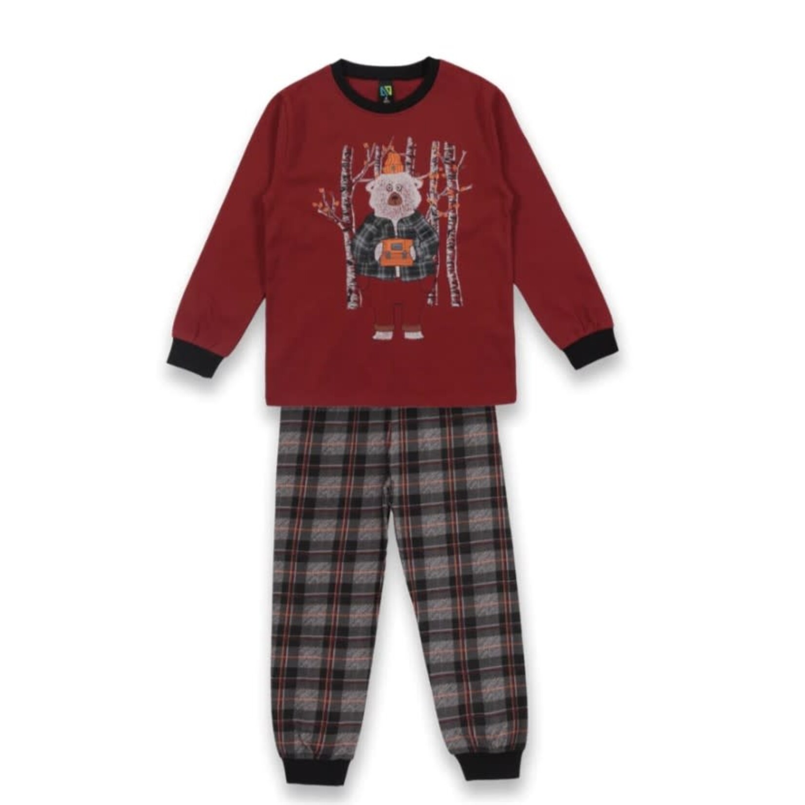 Nanö NANÖ - Two-piece dark red pyjama with bear print and plaid pants
