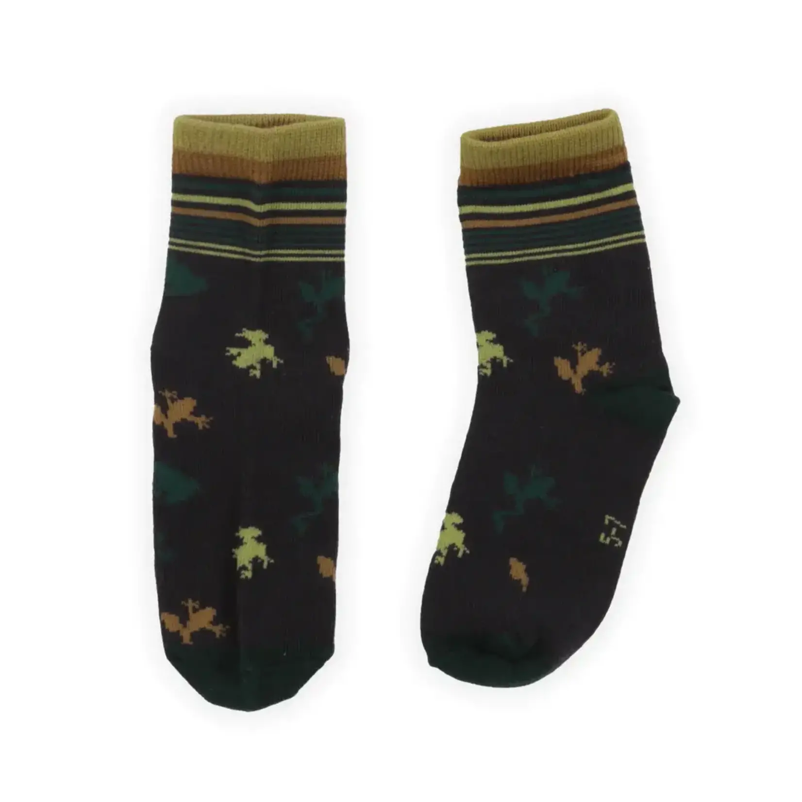 Nanö NANÖ - Black Socks With Green Frog Pattern 'Jouons dans les marais'