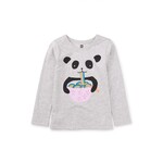 Tea Collection TEA COLLECTION - Grey longsleeve graphic t-shirt 'Panda ramen'