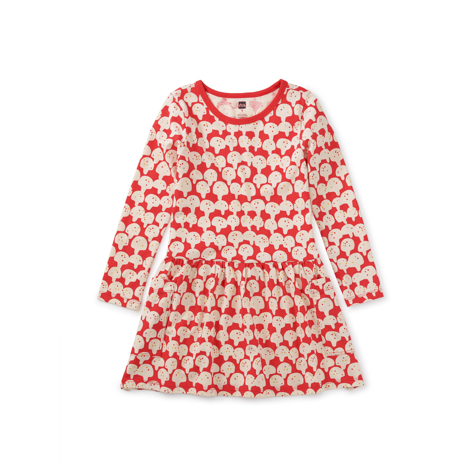 Tea Collection TEA COLLECTION - Coral longsleeve pocket dress 'Spotted mushrooms'