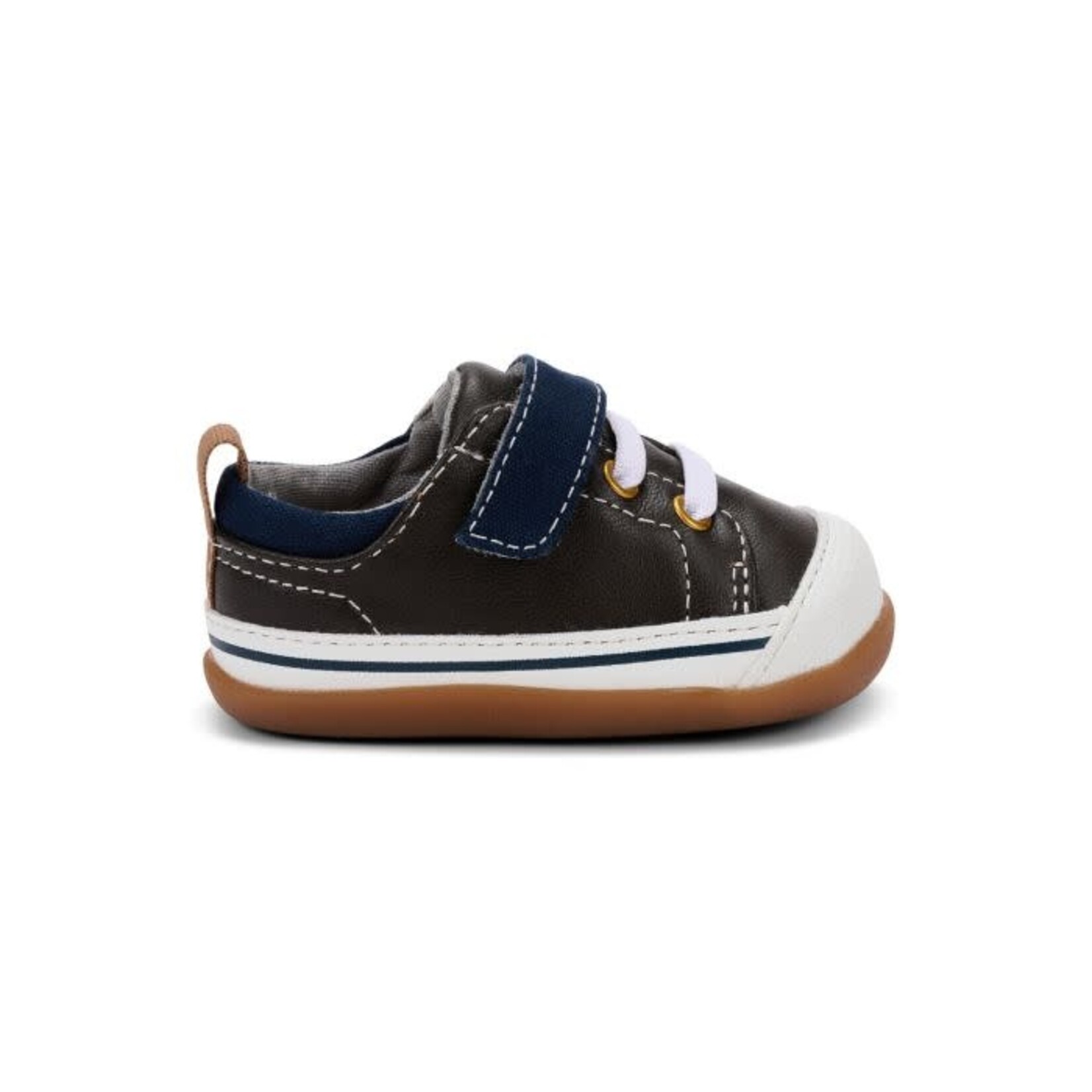 See Kai Run SEE KAI RUN - Flexible First Walker Transition Shoes 'Stevie II INF - Brown Leather/Blue'